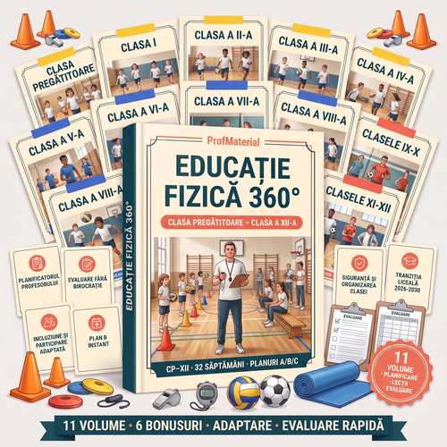 Educație Fizică 360°: 11 volume pentru învățământ primar, gimnazial și liceal, plus 6 bonusuri de planificare, evaluare și siguranță
