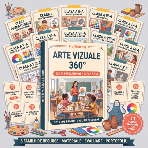 Arte Vizuale 360° · Primar — 5 tomuri și 6 familii de resurse pentru clasa pregătitoare – clasa a IV-a
