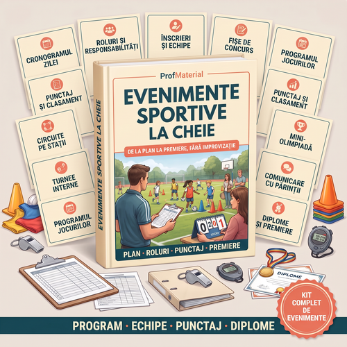Evenimente Sportive la Cheie: kit complet pentru ziua sportului, miniolimpiadă, turnee interne și circuite pe stații