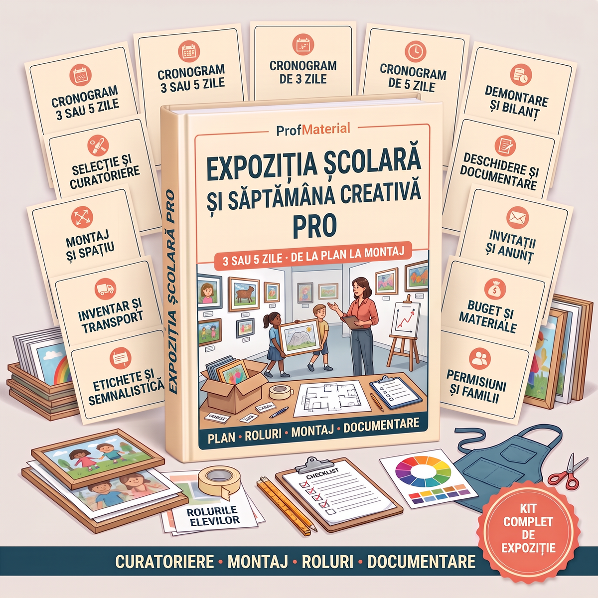 Expoziția școlară și Săptămâna creativă PRO — kit complet de organizare, de la plan la montaj